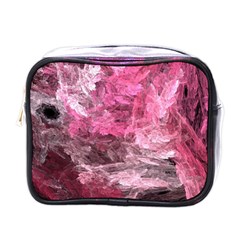 Pink Crystal Fractal Mini Toiletries Bag (one Side) by bloomingvinedesign