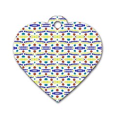 Retro Blue Yellow Brown Teal Dot Pattern Dog Tag Heart (one Side) by BrightVibesDesign