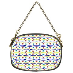 Retro Blue Yellow Brown Teal Dot Pattern Chain Purse (two Sides) by BrightVibesDesign