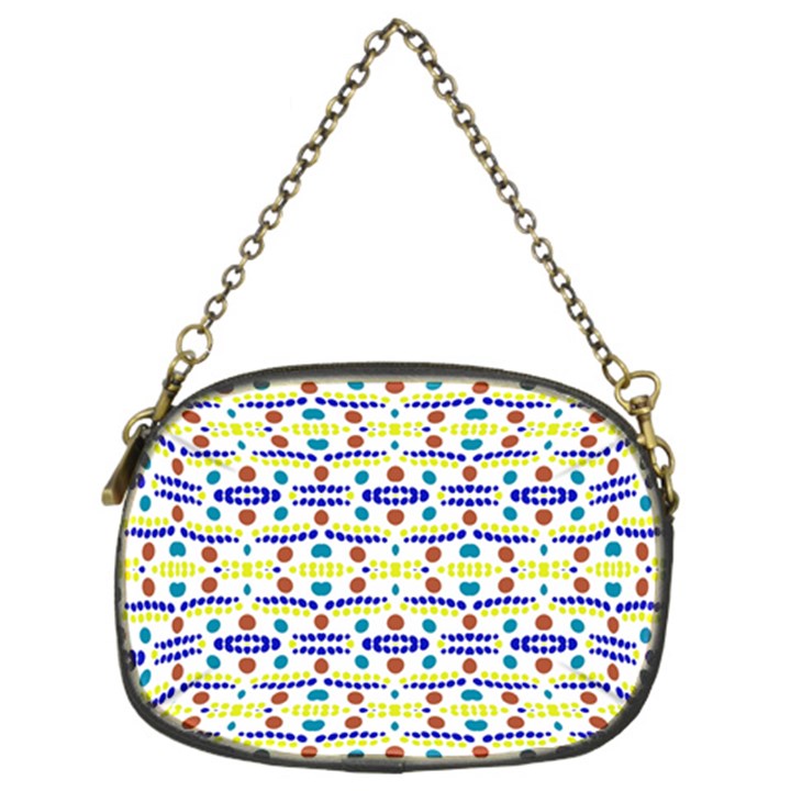 Retro Blue Yellow Brown Teal Dot Pattern Chain Purse (Two Sides)