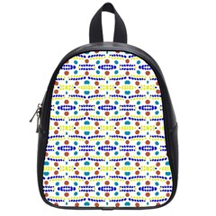 Retro Blue Yellow Brown Teal Dot Pattern School Bag (small) by BrightVibesDesign