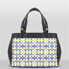 Retro Blue Yellow Brown Teal Dot Pattern Oversize Office Handbag by BrightVibesDesign