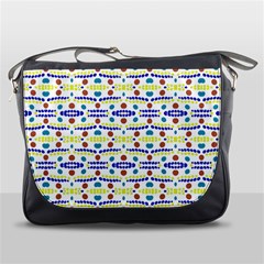 Retro Blue Yellow Brown Teal Dot Pattern Messenger Bag by BrightVibesDesign