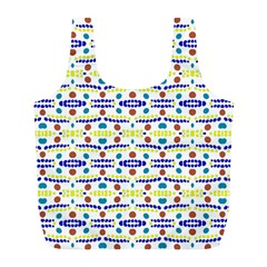 Retro Blue Yellow Brown Teal Dot Pattern Full Print Recycle Bag (l) by BrightVibesDesign