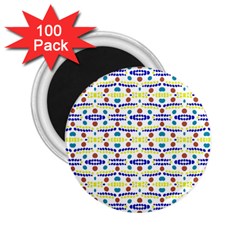 Retro Blue Yellow Brown Teal Dot Pattern 2 25  Magnets (100 Pack)  by BrightVibesDesign