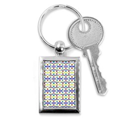 Retro Blue Yellow Brown Teal Dot Pattern Key Chains (rectangle)  by BrightVibesDesign