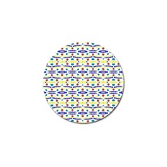 Retro Blue Yellow Brown Teal Dot Pattern Golf Ball Marker by BrightVibesDesign