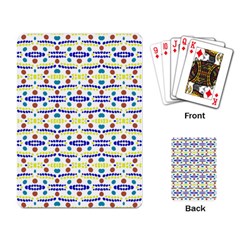 Retro Blue Yellow Brown Teal Dot Pattern Playing Cards Single Design by BrightVibesDesign