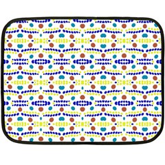 Retro Blue Yellow Brown Teal Dot Pattern Double Sided Fleece Blanket (mini)  by BrightVibesDesign