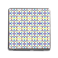 Retro Blue Yellow Brown Teal Dot Pattern Memory Card Reader (square 5 Slot) by BrightVibesDesign