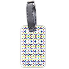 Retro Blue Yellow Brown Teal Dot Pattern Luggage Tags (one Side)  by BrightVibesDesign