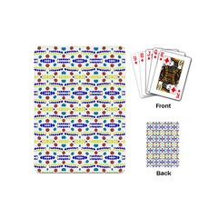 Retro Blue Yellow Brown Teal Dot Pattern Playing Cards (mini) by BrightVibesDesign