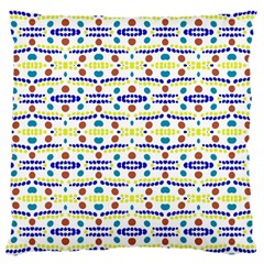 Retro Blue Yellow Brown Teal Dot Pattern Large Cushion Case (one Side) by BrightVibesDesign