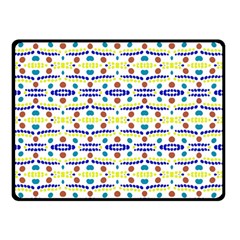 Retro Blue Yellow Brown Teal Dot Pattern Double Sided Fleece Blanket (small)  by BrightVibesDesign