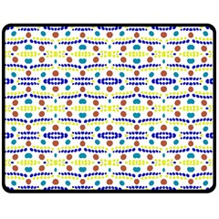 Retro Blue Yellow Brown Teal Dot Pattern Double Sided Fleece Blanket (medium)  by BrightVibesDesign