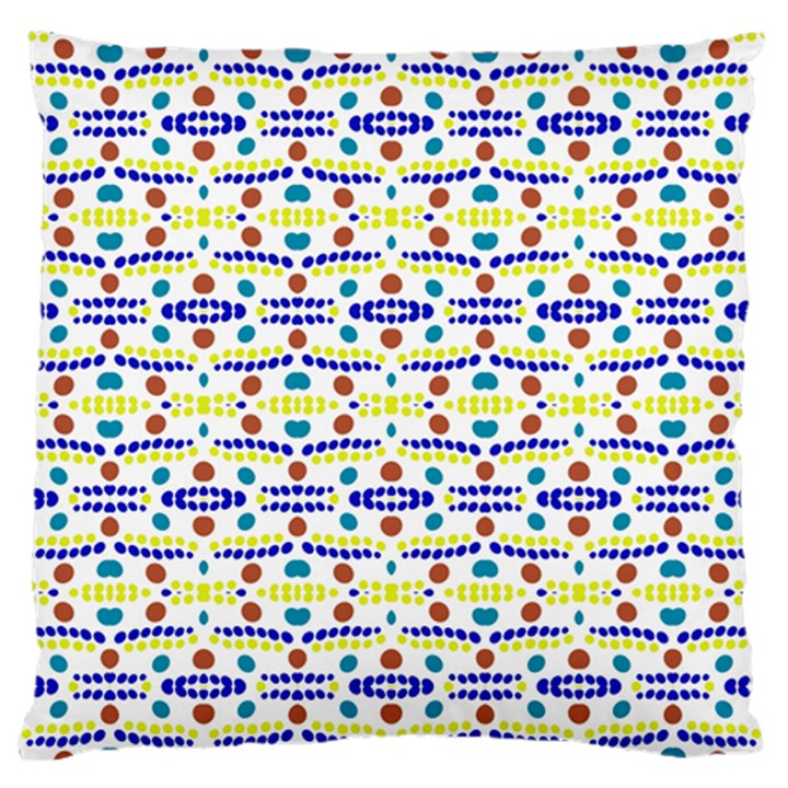 Retro Blue Yellow Brown Teal Dot Pattern Large Flano Cushion Case (Two Sides)