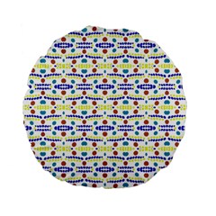 Retro Blue Yellow Brown Teal Dot Pattern Standard 15  Premium Flano Round Cushions by BrightVibesDesign