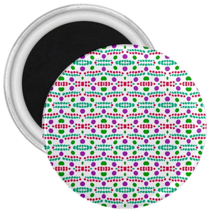 Retro Purple Green Pink Pattern 3  Magnets