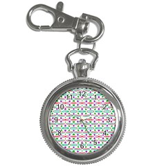 Retro Purple Green Pink Pattern Key Chain Watches by BrightVibesDesign