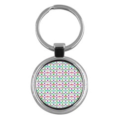 Retro Purple Green Pink Pattern Key Chains (round)  by BrightVibesDesign