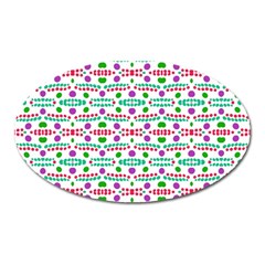 Retro Purple Green Pink Pattern Oval Magnet by BrightVibesDesign