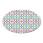 Retro Purple Green Pink Pattern Oval Magnet Front