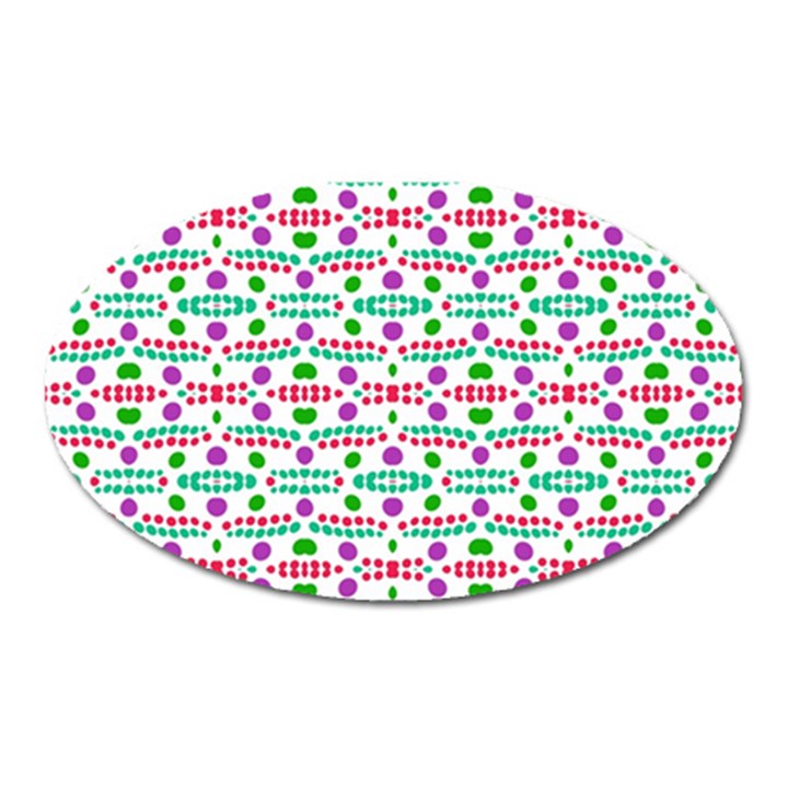 Retro Purple Green Pink Pattern Oval Magnet