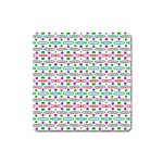 Retro Purple Green Pink Pattern Square Magnet Front