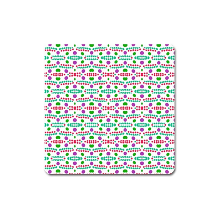 Retro Purple Green Pink Pattern Square Magnet