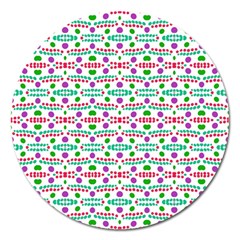 Retro Purple Green Pink Pattern Magnet 5  (round) by BrightVibesDesign