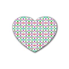 Retro Purple Green Pink Pattern Heart Coaster (4 Pack)  by BrightVibesDesign