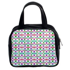 Retro Purple Green Pink Pattern Classic Handbag (two Sides) by BrightVibesDesign