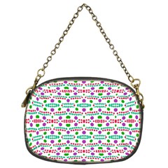 Retro Purple Green Pink Pattern Chain Purse (two Sides) by BrightVibesDesign