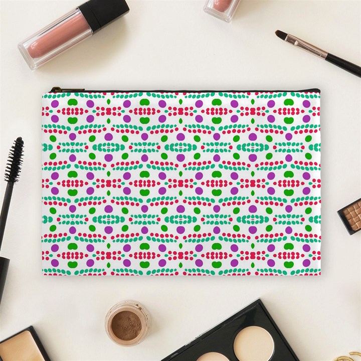 Retro Purple Green Pink Pattern Cosmetic Bag (Large)