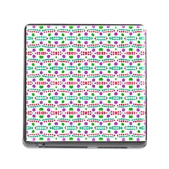 Retro Purple Green Pink Pattern Memory Card Reader (square 5 Slot) by BrightVibesDesign