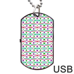 Retro Purple Green Pink Pattern Dog Tag Usb Flash (two Sides) by BrightVibesDesign