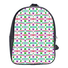 Retro Purple Green Pink Pattern School Bag (xl) by BrightVibesDesign