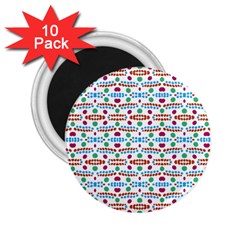 Retro Pink Green Blue Orange Dots Pattern 2 25  Magnets (10 Pack)  by BrightVibesDesign