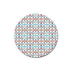 Retro Pink Green Blue Orange Dots Pattern Magnet 3  (round) by BrightVibesDesign