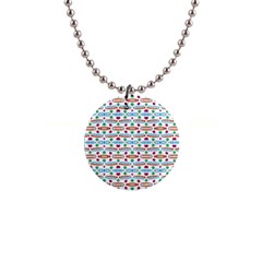 Retro Pink Green Blue Orange Dots Pattern 1  Button Necklace by BrightVibesDesign