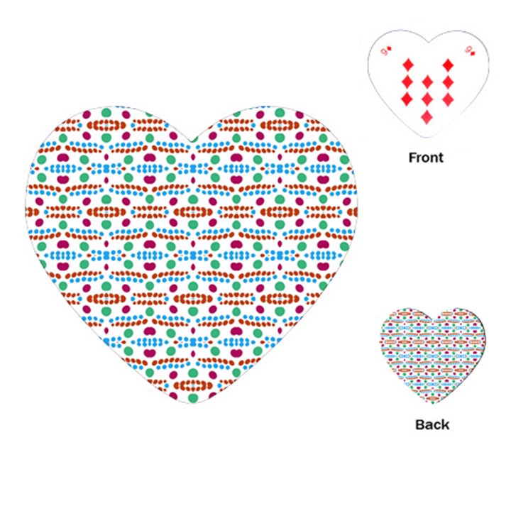 Retro Pink Green Blue Orange Dots Pattern Playing Cards (Heart)