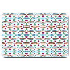 Retro Pink Green Blue Orange Dots Pattern Large Doormat  by BrightVibesDesign