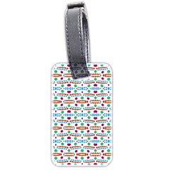 Retro Pink Green Blue Orange Dots Pattern Luggage Tags (two Sides) by BrightVibesDesign