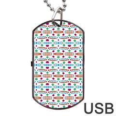 Retro Pink Green Blue Orange Dots Pattern Dog Tag Usb Flash (two Sides) by BrightVibesDesign