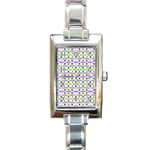 Retro Blue Purple Green Olive Dot Pattern Rectangle Italian Charm Watch Front