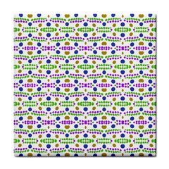 Retro Blue Purple Green Olive Dot Pattern Tile Coasters by BrightVibesDesign