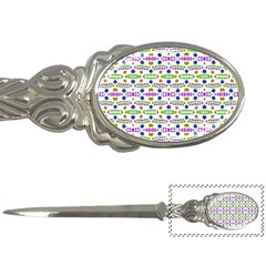 Retro Blue Purple Green Olive Dot Pattern Letter Opener by BrightVibesDesign