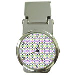 Retro Blue Purple Green Olive Dot Pattern Money Clip Watches Front