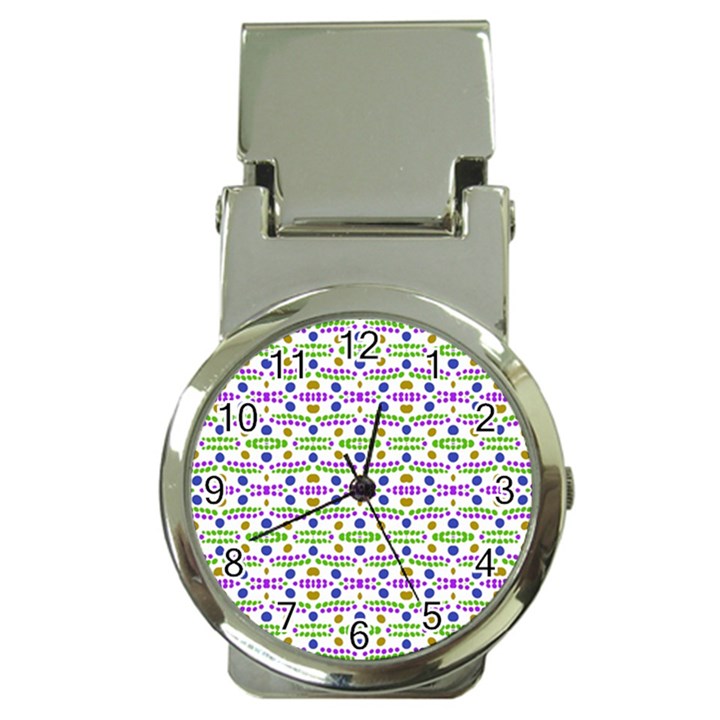 Retro Blue Purple Green Olive Dot Pattern Money Clip Watches