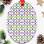 Retro Blue Purple Green Olive Dot Pattern Oval Ornament (Two Sides) Front